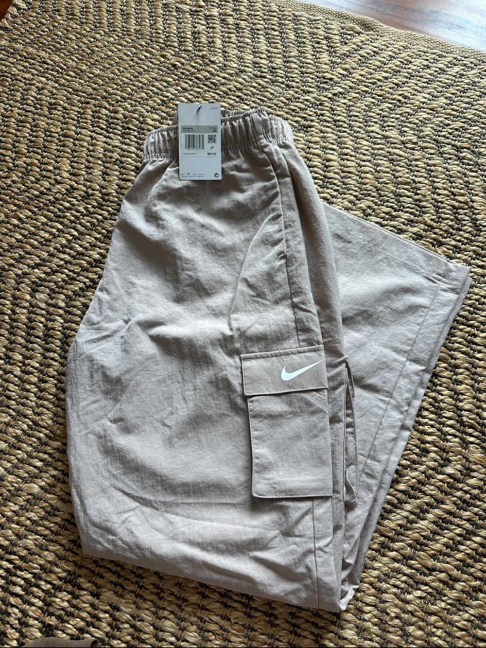 Nike Taupe Cargo Pants with White Swoosh sz XS
